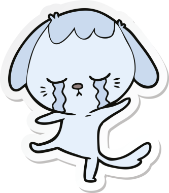 Bir insan tarafından çizilmiş, ağlayan bir köpeğin çıkartması.