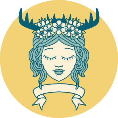 Retro Dövme Tarzı İnsan Druid karakteri Bir insan tarafından çizilmiş pankartıyla