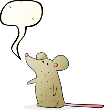 Bir insan tarafından çizilmiş serbest konuşma balonu çizgi film faresi