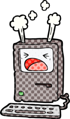 Bir insan tarafından çizilmiş aşırı ısınma bilgisayarı.