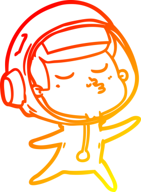 Bir insan tarafından çizilmiş kendinden emin bir astronotun sıcak çizgi çizimi