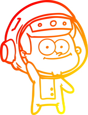 Bir insan tarafından çizilmiş mutlu bir astronot çizgi filminin sıcak gradyan çizimi