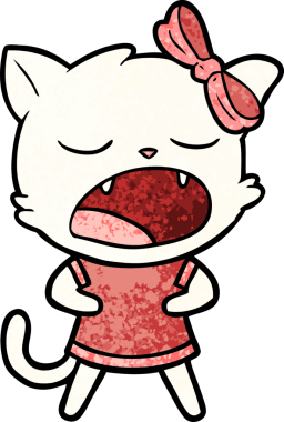 Bir insan tarafından çizilmiş esneyen kedi çizgi filmi.