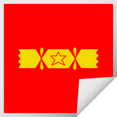 Bir insan tarafından çizilmiş bir noel krakerinin kare soyma etiketi.