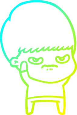 Bir insan tarafından çizilmiş soğuk gradyan çizgi film karakteri.