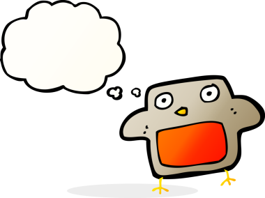 Bir insan tarafından çizilmiş düşünce balonlu çizgi robin.