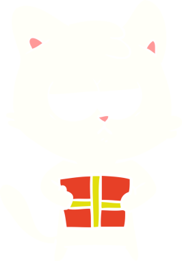 Sıkıcı düz renkli çizgi film kedisi bir insan tarafından çizildi