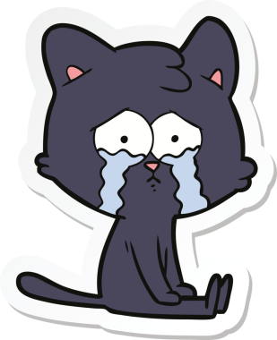 Bir insan tarafından çizilmiş çizgi film kedisinin çıkartması.