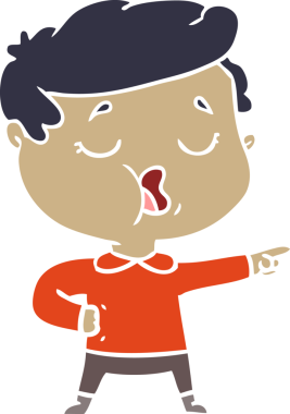 Bir insan tarafından çizilmiş düz renkli karikatür adam