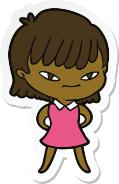 Bir insan tarafından çizilmiş bir karikatür kadının çıkartması.