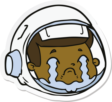 Bir insan tarafından çizilmiş ağlayan astronot suratının çıkartması.