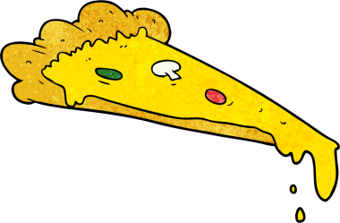 Bir insan tarafından çizilmiş bir dilim pizza.