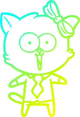 Bir insan tarafından çizilen çizgi film kedisinin soğuk gradyan çizgisi.