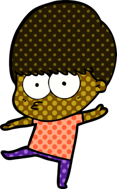 Bir insan tarafından çizilmiş sinirli çizgi film çocuğu.