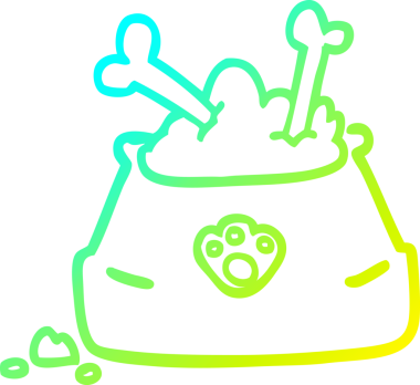 Bir insan tarafından çizilmiş bir evcil hayvan kasesinin soğuk gradyan çizgisi.