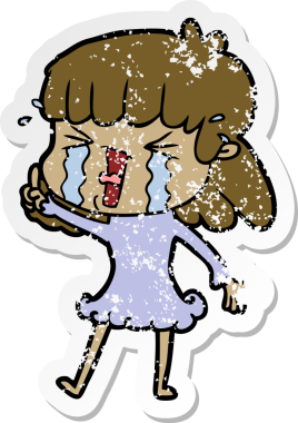 Bir insan tarafından çizilmiş göz yaşları içindeki bir karikatür kadının sıkıntılı çıkartması.