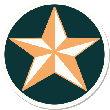 Bir insan tarafından çizilmiş geleneksel bir yıldız stiliyle dövme çıkartması.