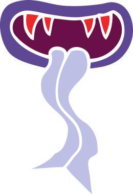 Bir insan tarafından çizilmiş karalama canavarı ağzı.