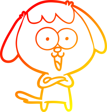 Bir insan tarafından çizilmiş sevimli bir köpeğin sıcak çizgi çizgisi.