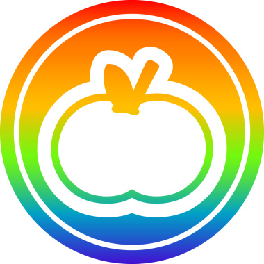 bir insan tarafından çizilmiş gökkuşağı eğimli organik elma dairesel simgesi