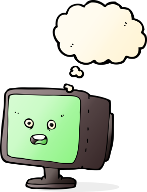 bir insan tarafından çizilmiş düşünce baloncuklu bilgisayar ekranı