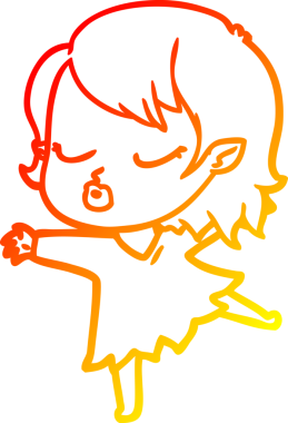 Bir insan tarafından çizilmiş sevimli bir vampir kız çizgi çizimi.