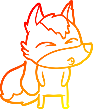 Bir insan tarafından çizilmiş bir kurt çizgi filminin sıcak çizgi çizimi