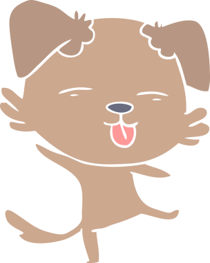 Bir insan tarafından çizilmiş düz renkli çizgi film köpeği.