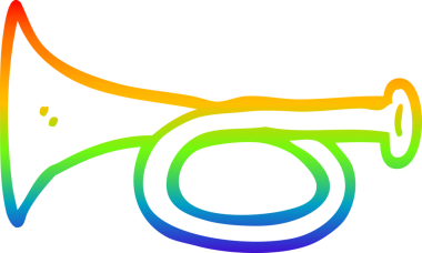 gökkuşağı gradyan çizimi bir insan tarafından çizilmiş metal bir trompet