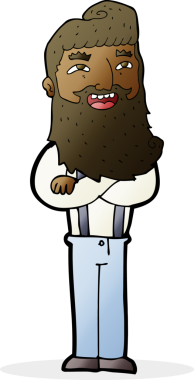 Bir insan tarafından çizilmiş sakallı mutlu adam çizgi filmi.