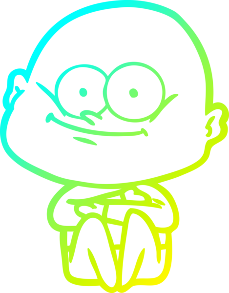 Bir insan tarafından çizilmiş, kel bir adamın soğuk çizgi çizimi.