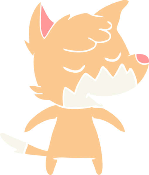 Bir insan tarafından çizilmiş düz renkli tilki çizimi.