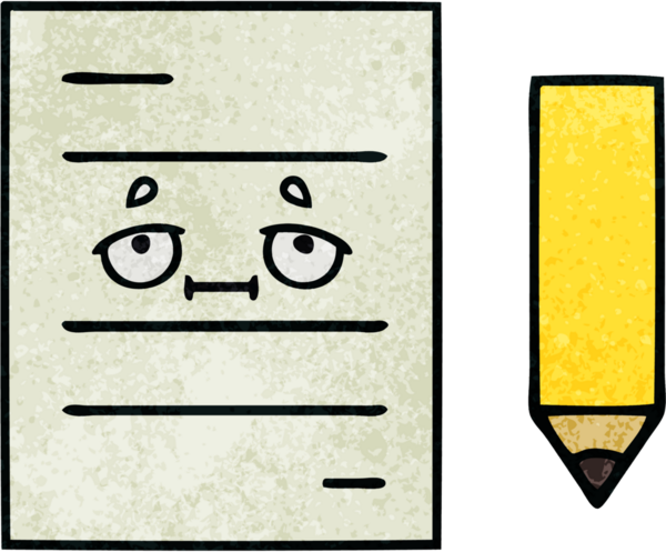 Bir insan tarafından çizilmiş bir test kağıdının retro grunge desen karikatürü