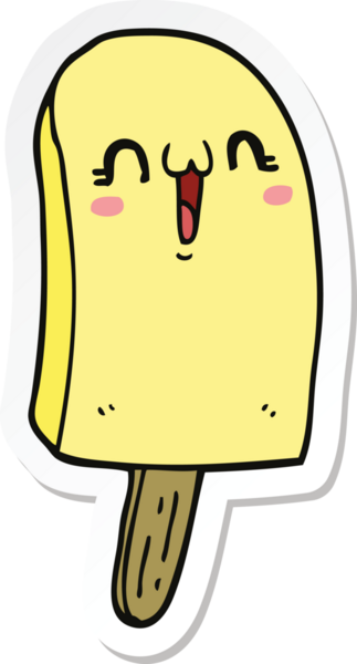 Bir insan tarafından çizilmiş donmuş buz lolipopunun çıkartması.