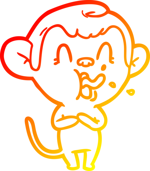 İnsan tarafından çizilmiş çılgın bir çizgi maymunun sıcak çizgi çizimi