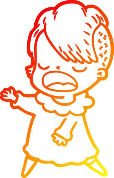 Bir insan tarafından çizilmiş havalı bir hippi kızın sıcak çizgi çizimi.