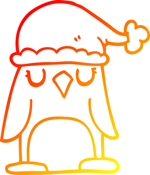 Bir insan tarafından çizilmiş bir çizgi film pengueninin sıcak gradyan çizimi