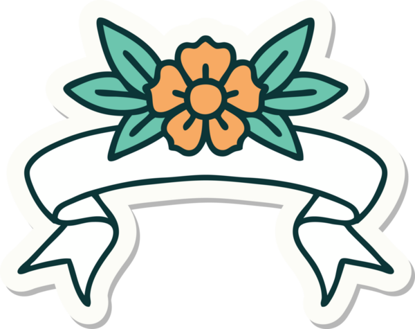 Bir insan tarafından çizilmiş çiçek pankartıyla dövme stili