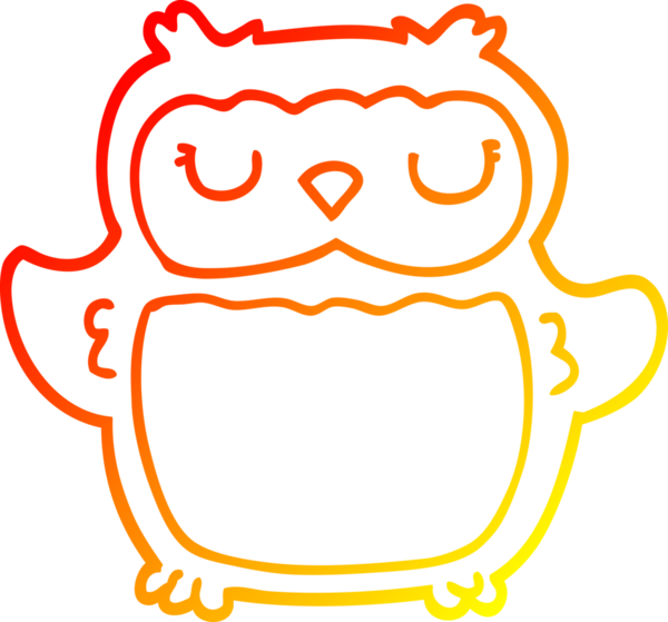 Bir insan tarafından çizilmiş bir baykuşun sıcak çizgi çizimi