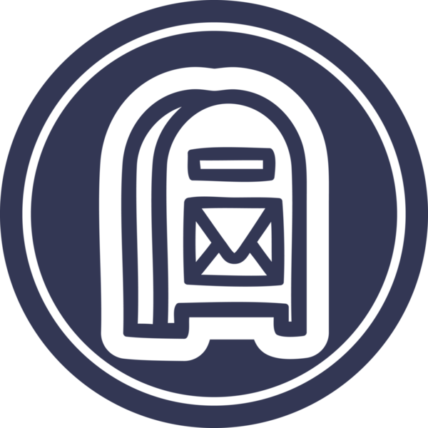 Bir insan tarafından çizilmiş posta kutusu dairesel simgesi