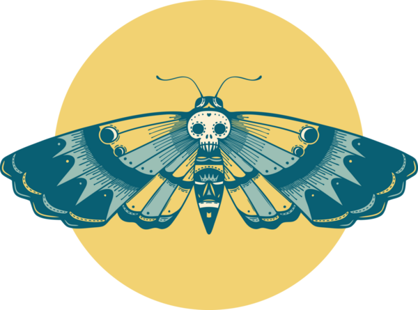 Bir insan tarafından çizilmiş ölü bir baş güvesinin ikonik dövme şekli