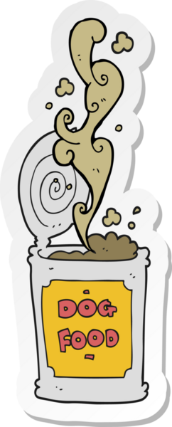 Bir insan tarafından çizilmiş köpek mamasının çıkartması.