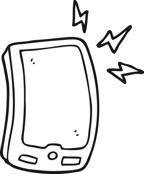 Bir insan tarafından çizilmiş serbest çizim siyah beyaz cep telefonu