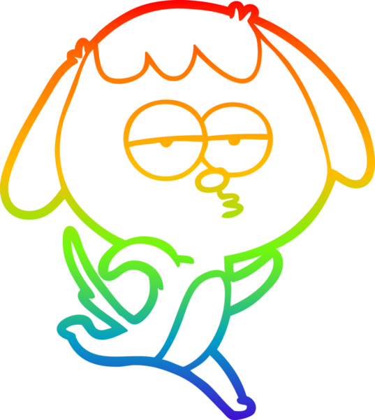 Gökkuşağı gradyan çizgi çizimi bir insan tarafından çizilen sıkılmış bir köpeğin çizimi