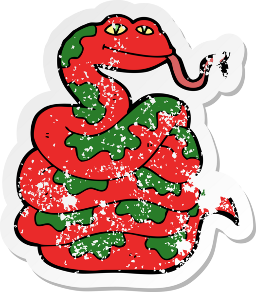 Bir insan tarafından çizilmiş çizgi film yılanının sıkıntılı çıkartması.