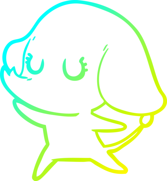 Bir insan tarafından çizilmiş şirin bir filin soğuk gradyan çizgisi