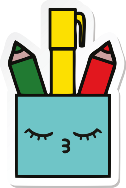 Bir insan tarafından çizilmiş şirin bir kalem kapının çıkartması.