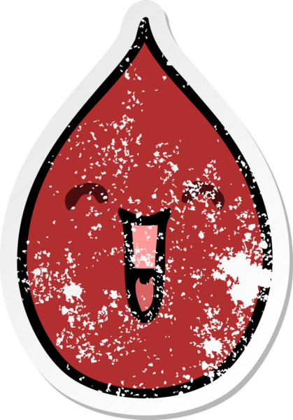 Bir insan tarafından çizilmiş garip bir el çıkartması. Duygusal kan damlası.