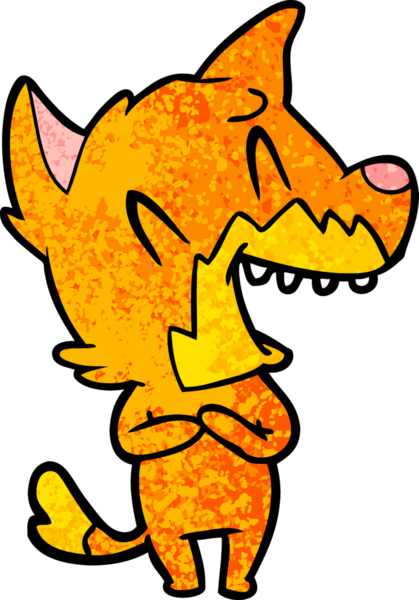 Bir insan tarafından çizilmiş gülen tilki çizgi filmi.