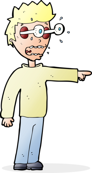 Bir insan tarafından çizilmiş gözleri olan çizgi film adamı.